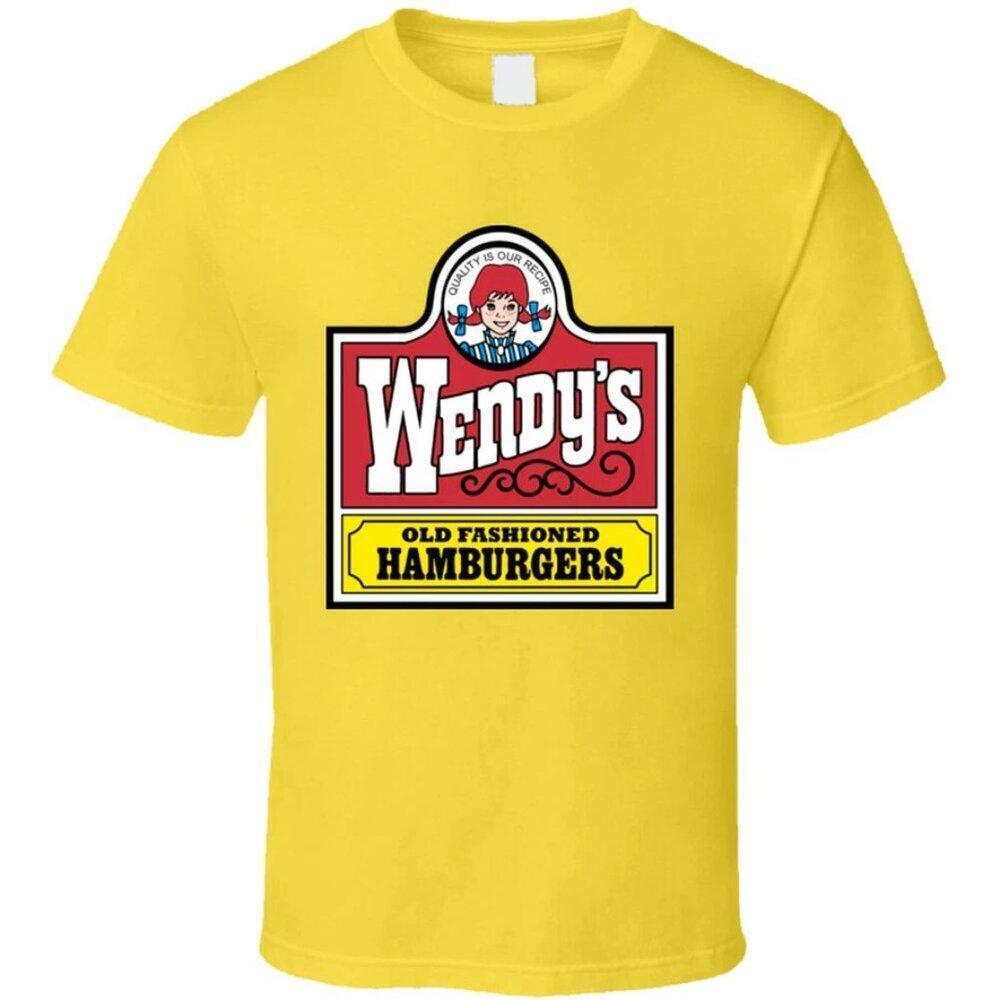Wendys Hamburger Logo Retro T Shirt Fast Food Graphic Tee Classic Logo